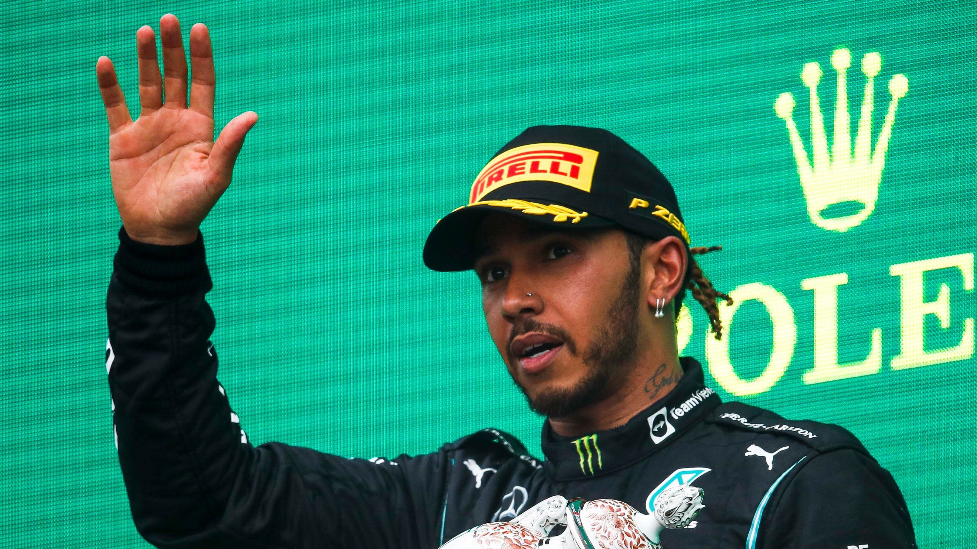 Hamilton Hungary podium 2021