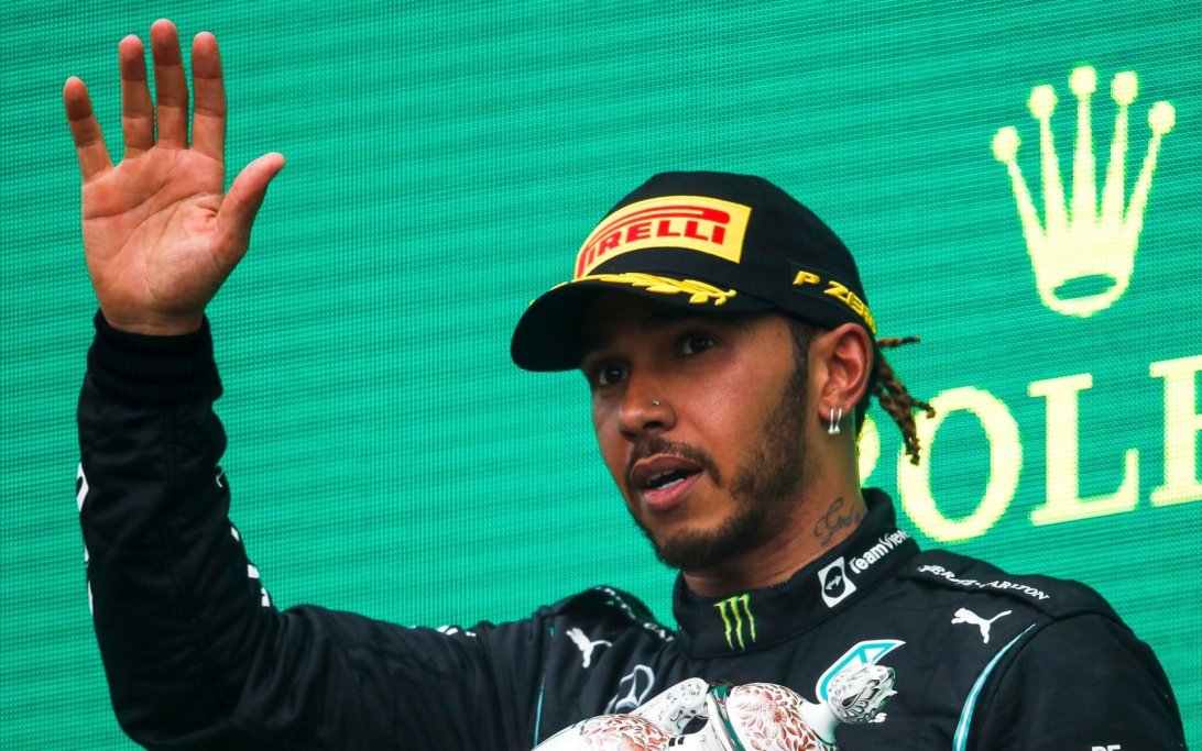 Hamilton Hungary podium 2021