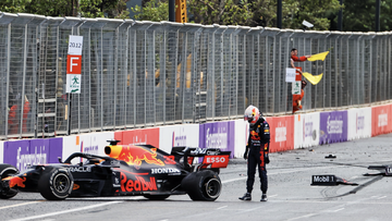 Verstappen crashes after life-threatening blowout as Hamilton suffers 'magic button' mishap