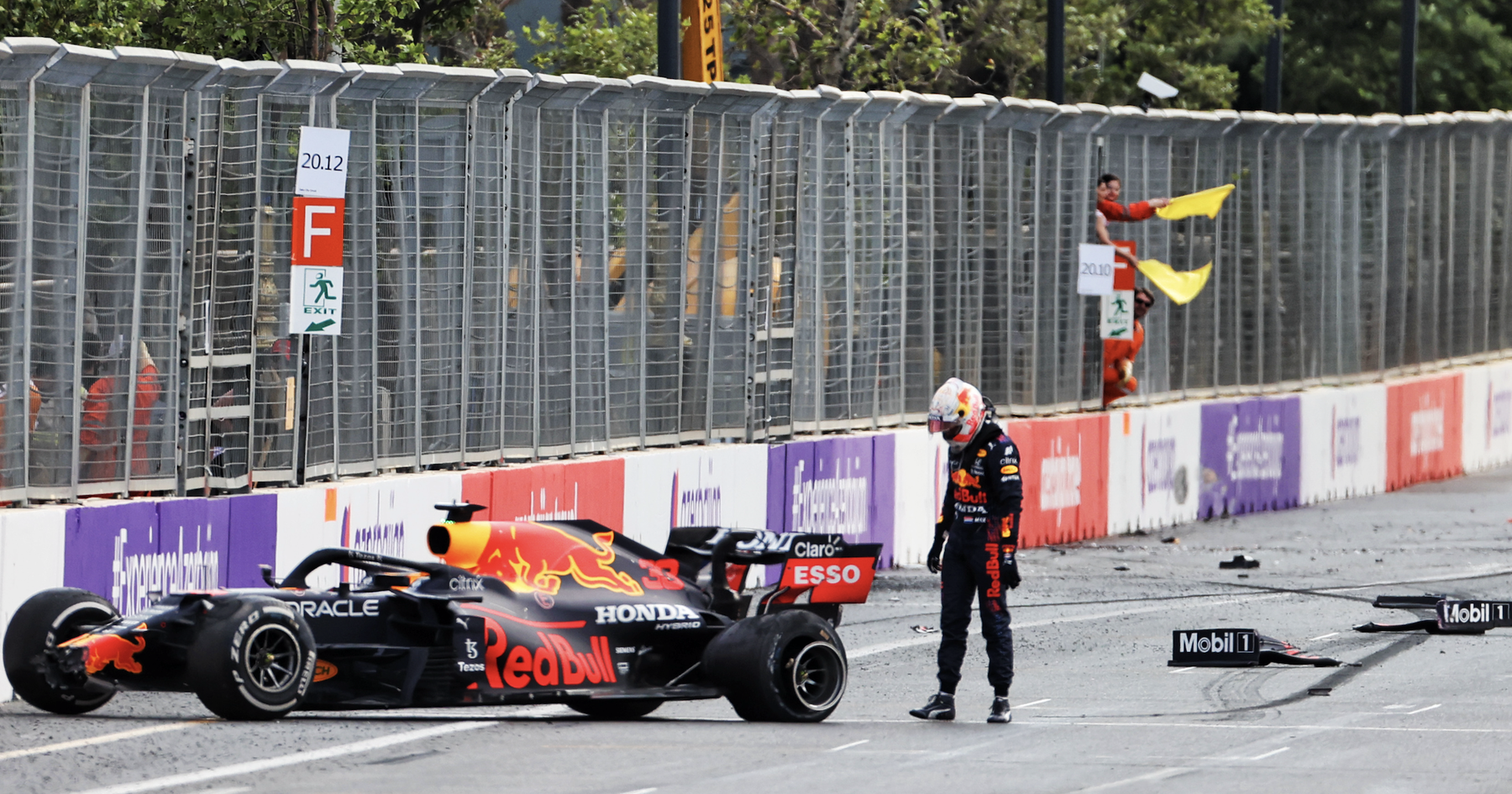 Verstappen crashes after life-threatening blowout as Hamilton suffers 'magic button' mishap