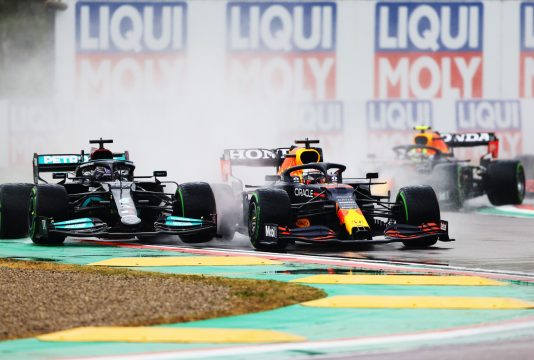 Verstappen Hamilton Rain Imola