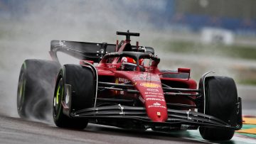 Leclerc leads Ferrari 1-2 in wet practice at Imola