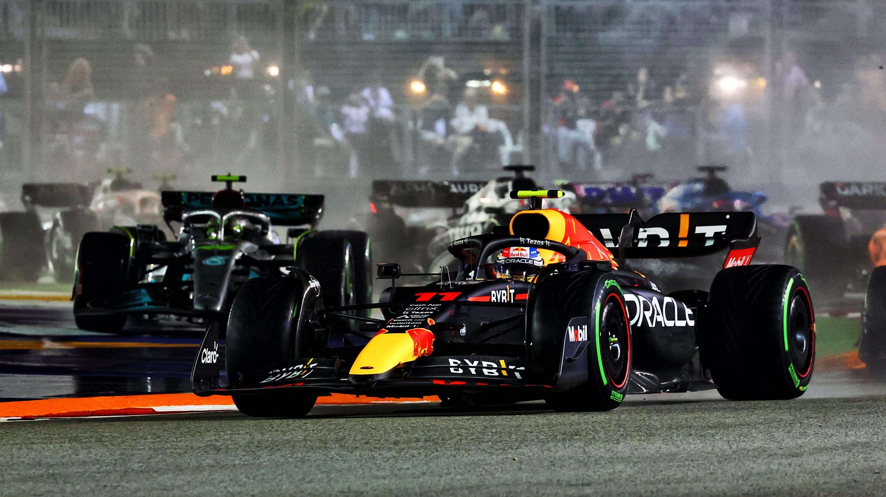 Perez Start GP Singapore rain