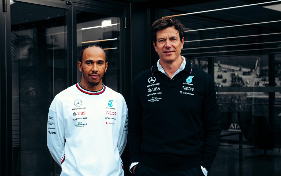 Team Principal CEO Toto Wolff with seven time World Champion Lewis Hamilton