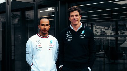 Team Principal CEO Toto Wolff with seven time World Champion Lewis Hamilton
