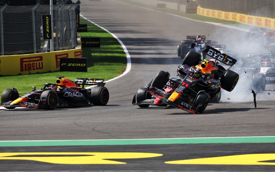 Sergio Pérez, un sueño roto en el GP de México: abandona tras un violento accidente en la primera curva