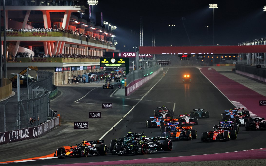 Verstappen Russell Hamilton Qatar start