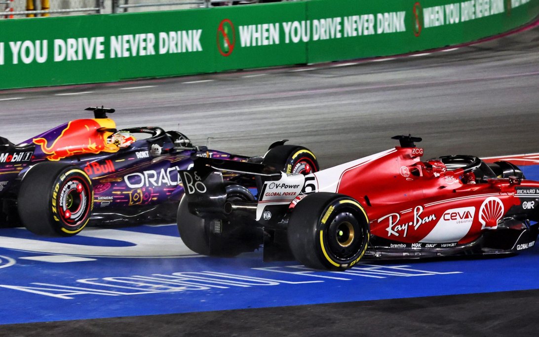 Verstappen Leclerc Las Vegas start