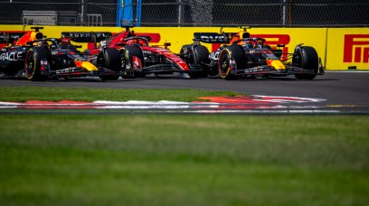 Verstappen Leclerc Perez Mexico race start