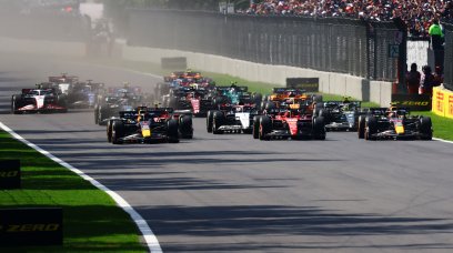 Verstappen Leclerc Perez Mexico race start