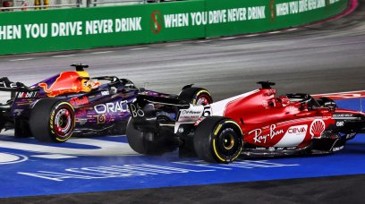 Verstappen Leclerc Las Vegas start