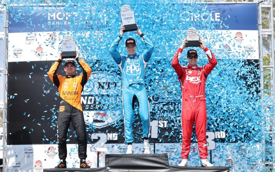 St Pete podium Penske DSQ