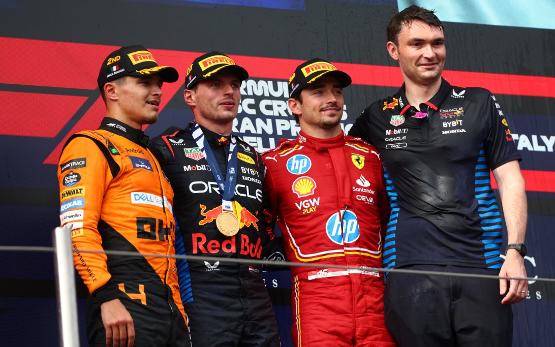 Podium Imola Norris Verstappen Leclerc