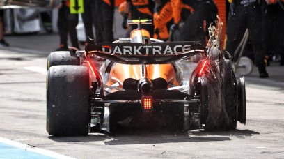 Lando Norris flat tyre Austria