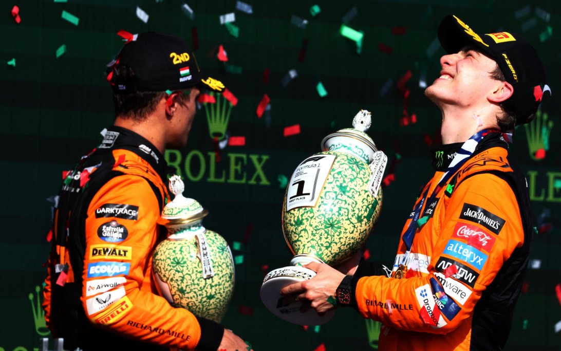 Piastri Norris Hungary podium