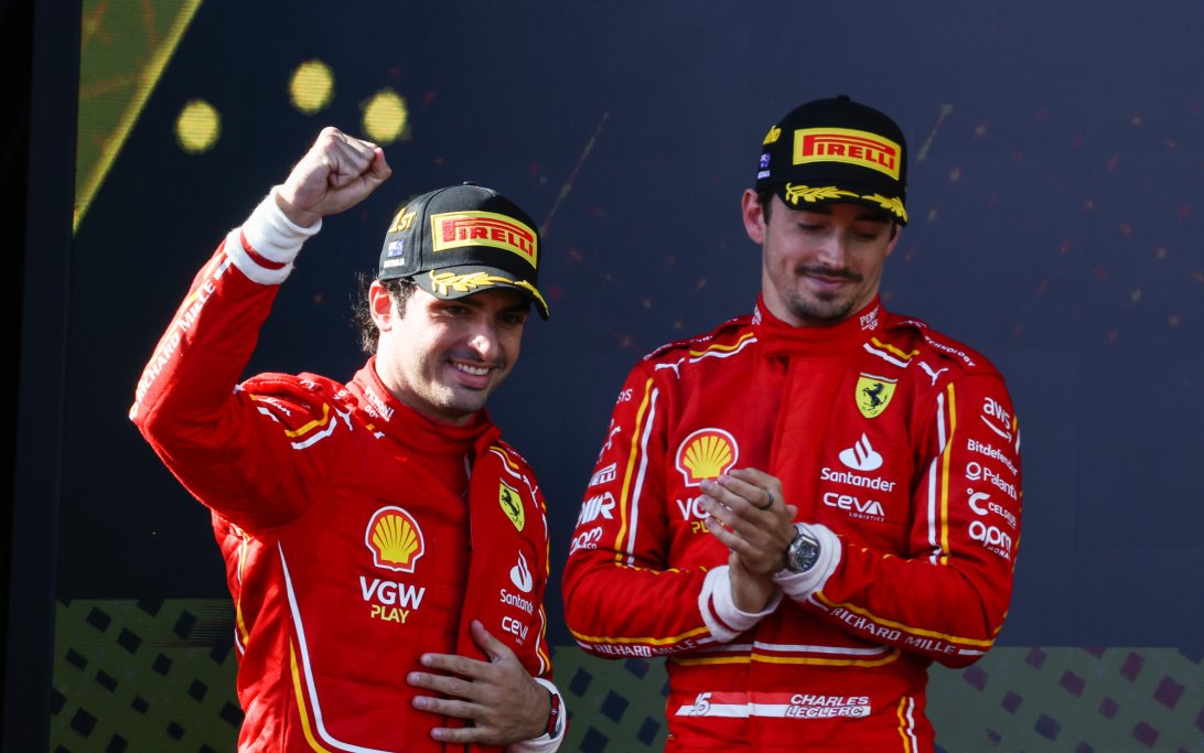 Sainz Leclerc Australia podium