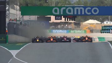 Video: Norris duwt Verstappen op het gras bij start GP Spanje