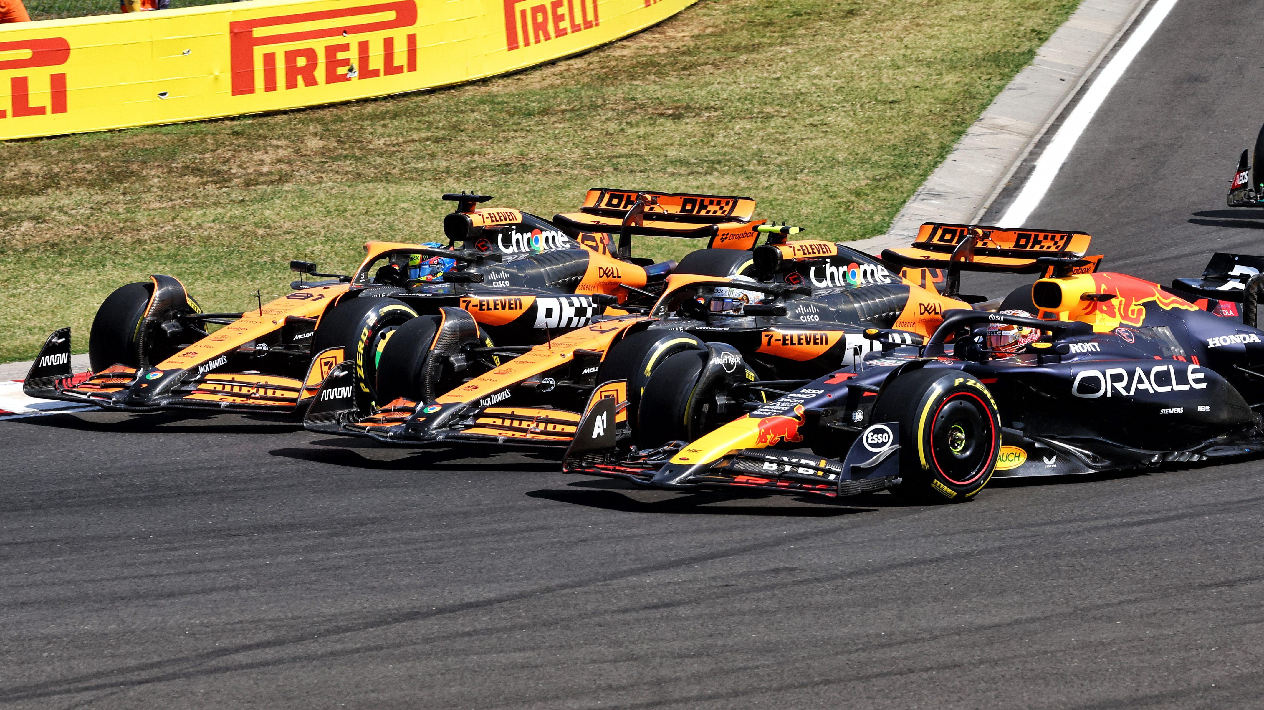 Start GP Hungary fight Verstappen Norris Piastri