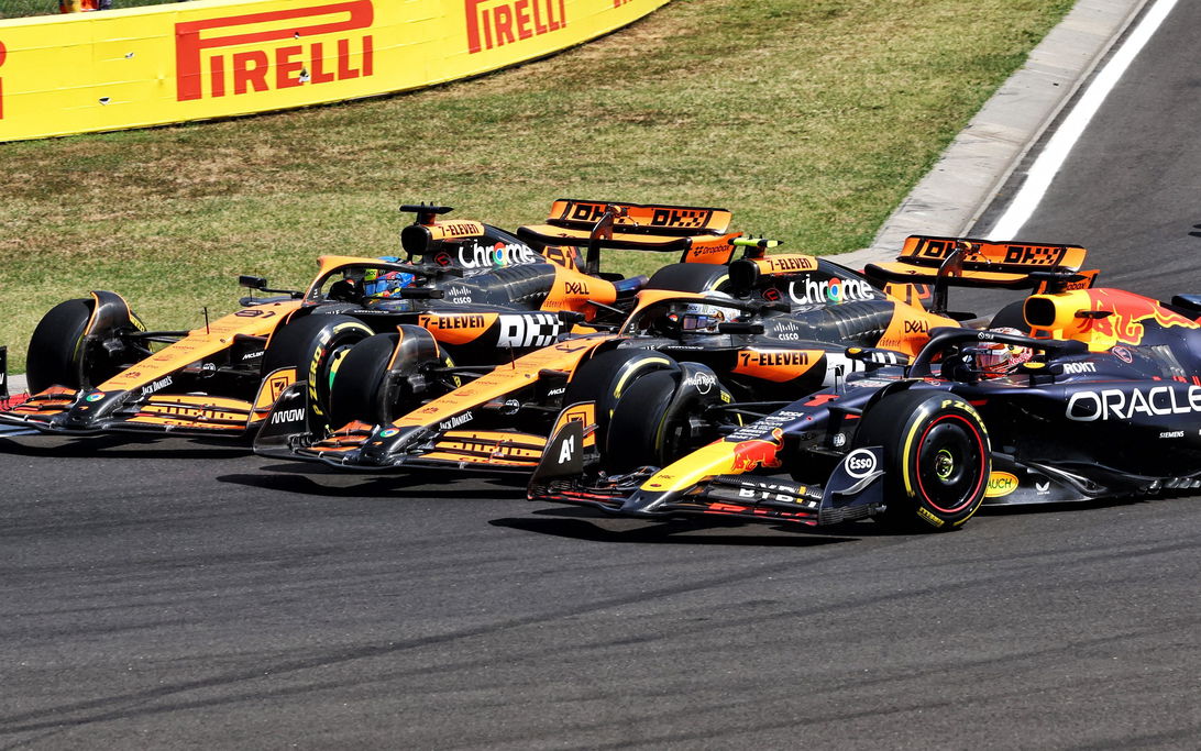 Start GP Hungary fight Verstappen Norris Piastri