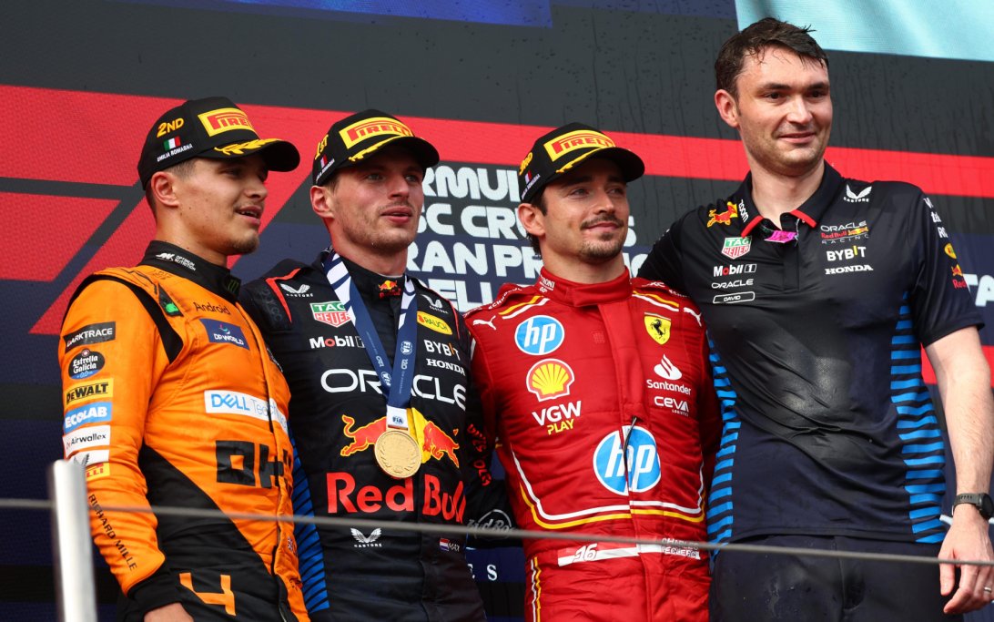 Podium Imola Norris Verstappen Leclerc
