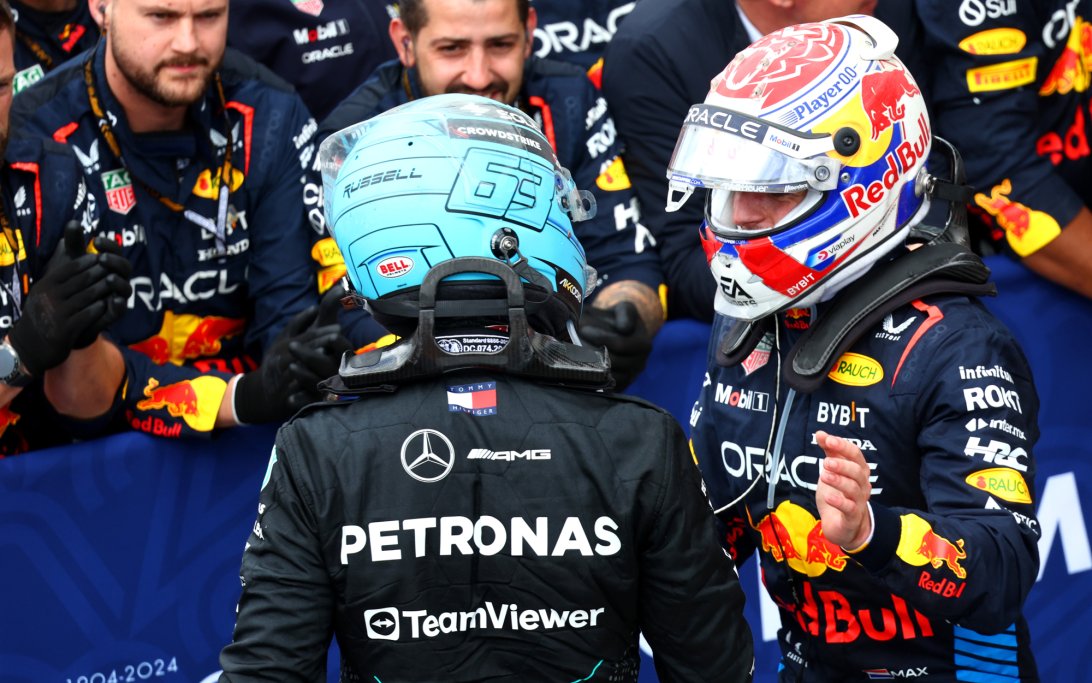 Verstappen Russell race Canada