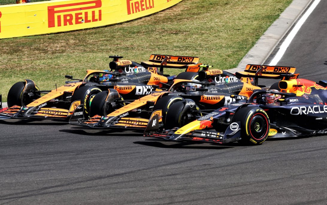 Start GP Hungary fight Verstappen Norris Piastri