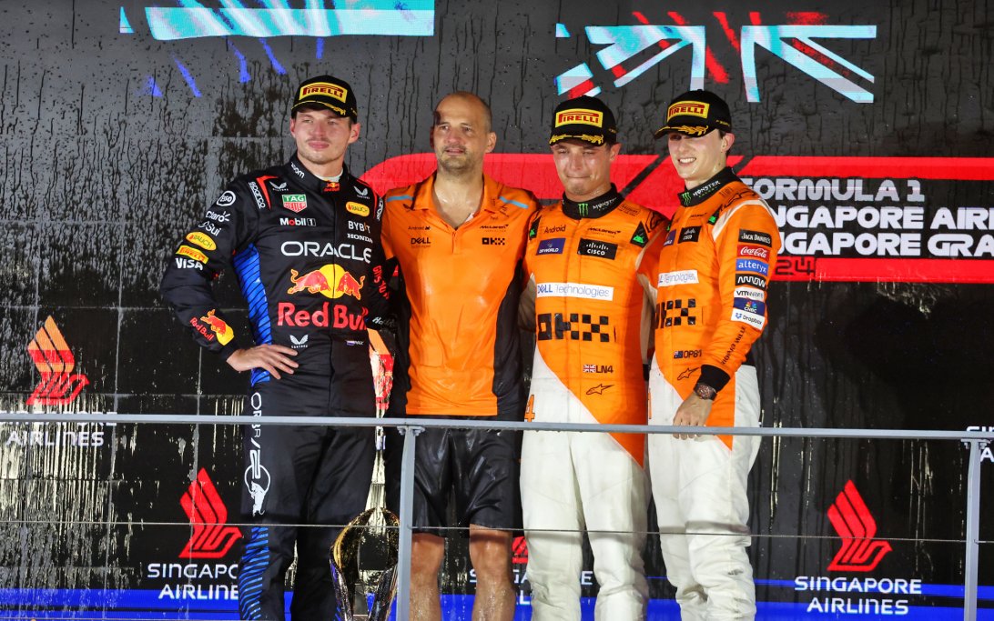 Verstappen Norris Piastri podium Singapore
