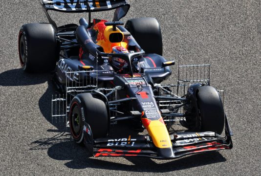 Verstappen front RB20 test Bahrain