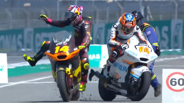 Video: Moto2 rider sent to hospital after bizarre pitlane crash