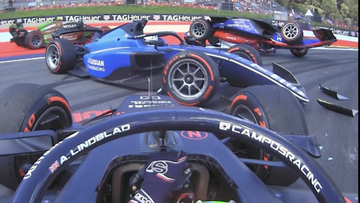 F2 opgeschrikt door koprol coureur bij grote crash