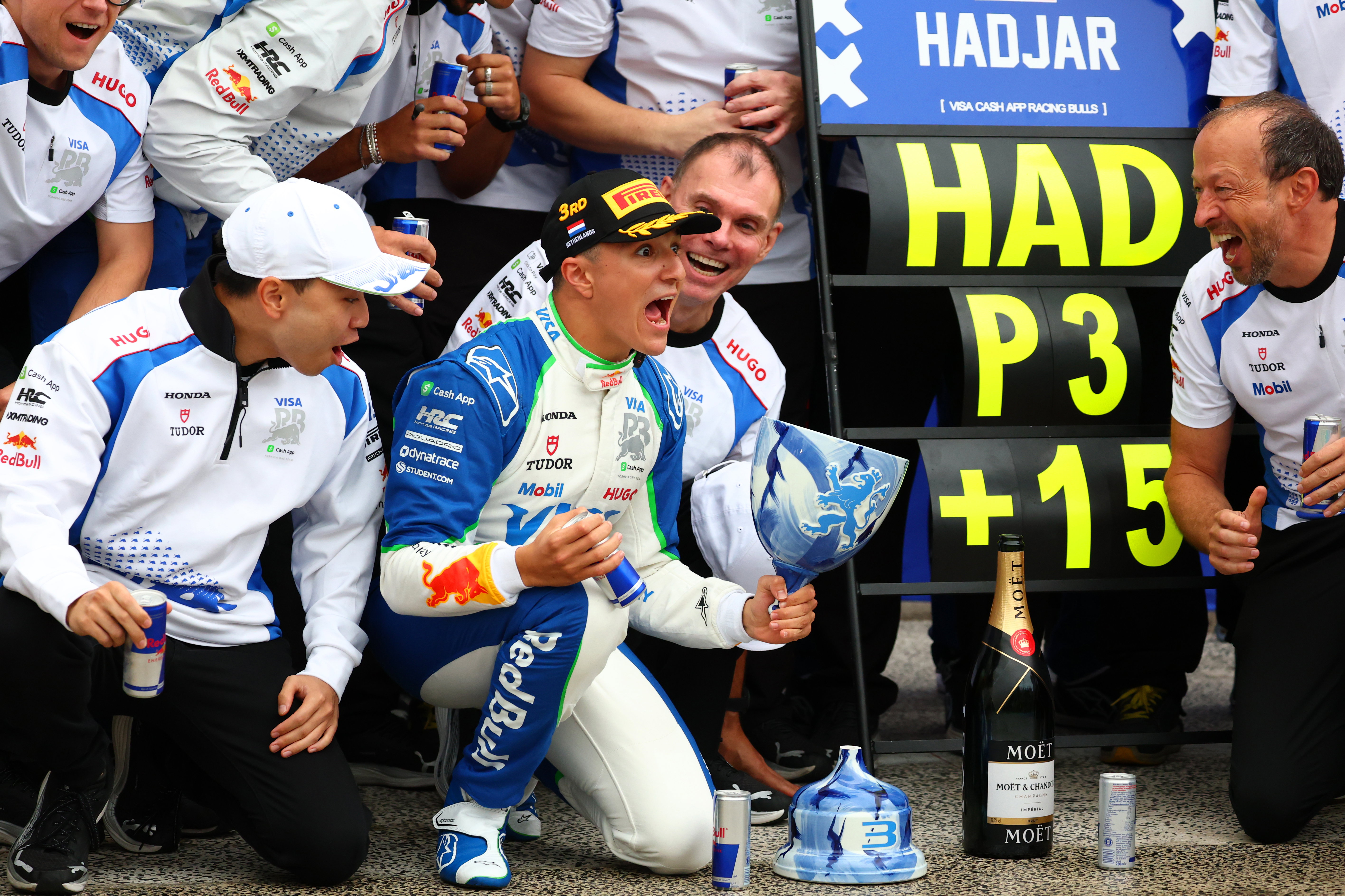 Hadjar broken trophy Zandvoort
