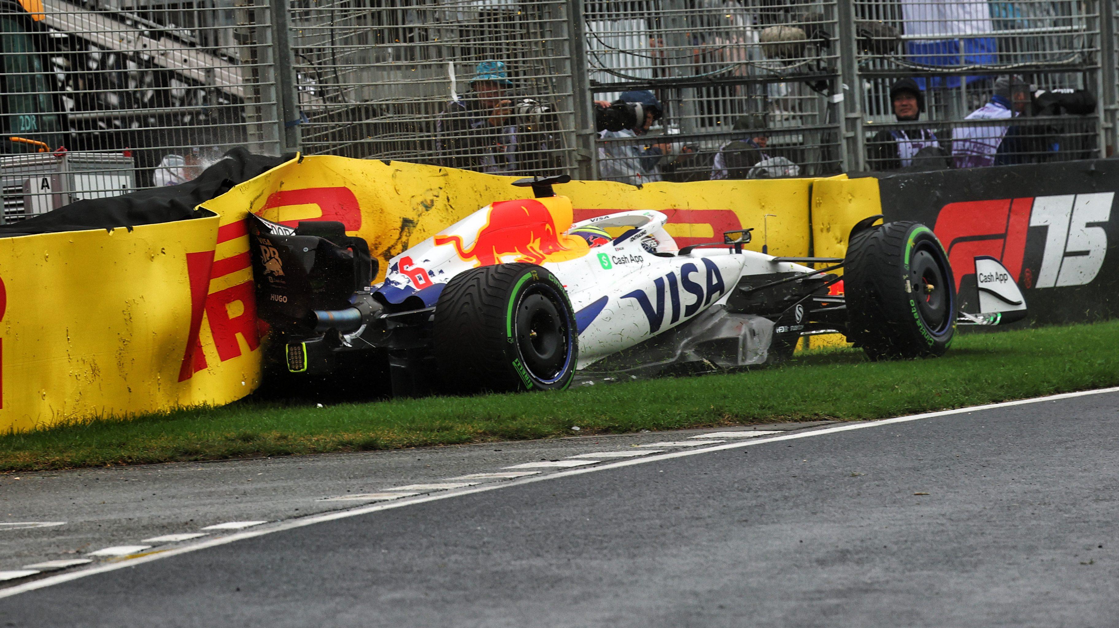 Hadjar crash Australia race wet