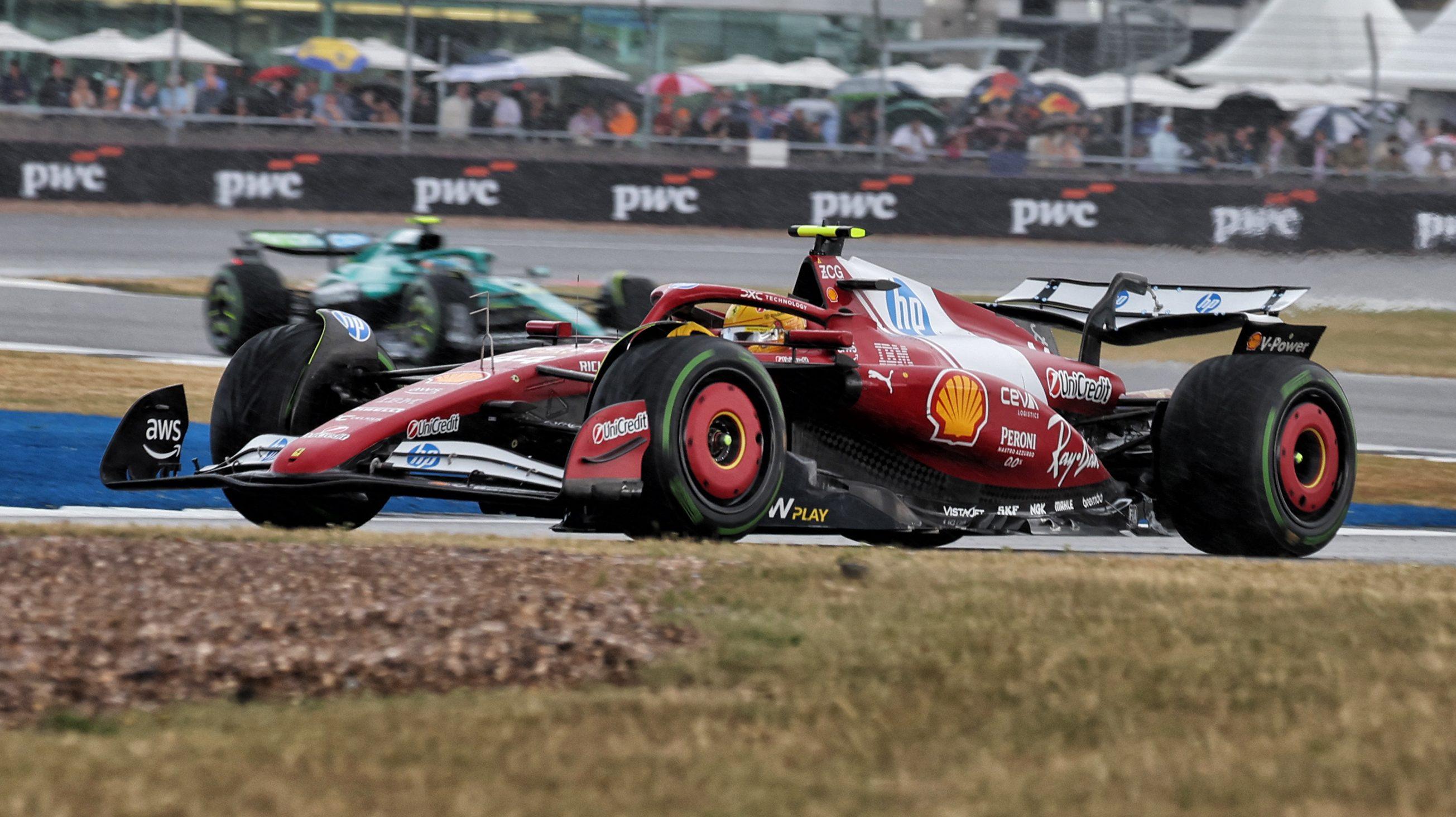 Hamilton race Silverstone wet