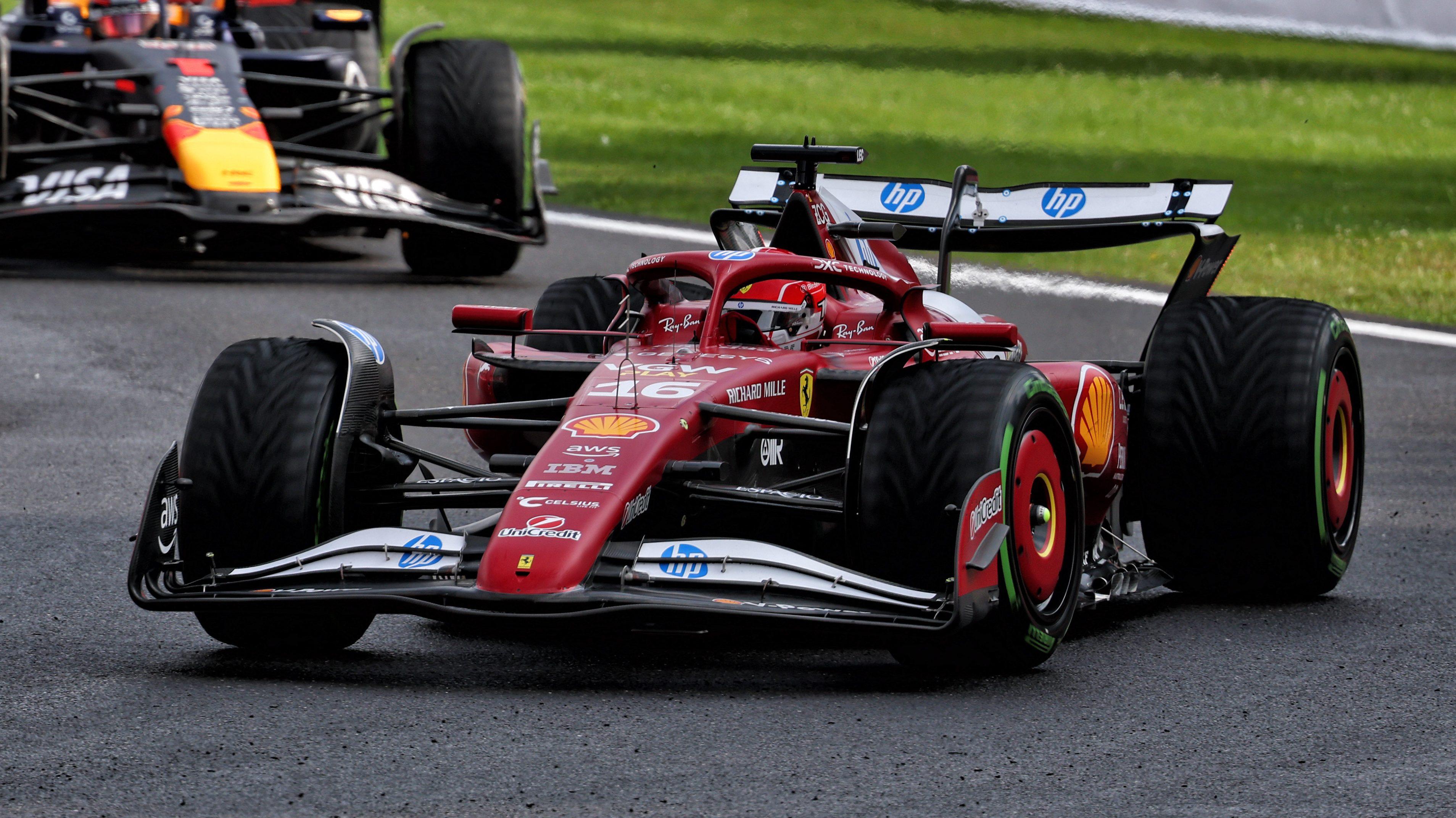 Leclerc race Belgium wet