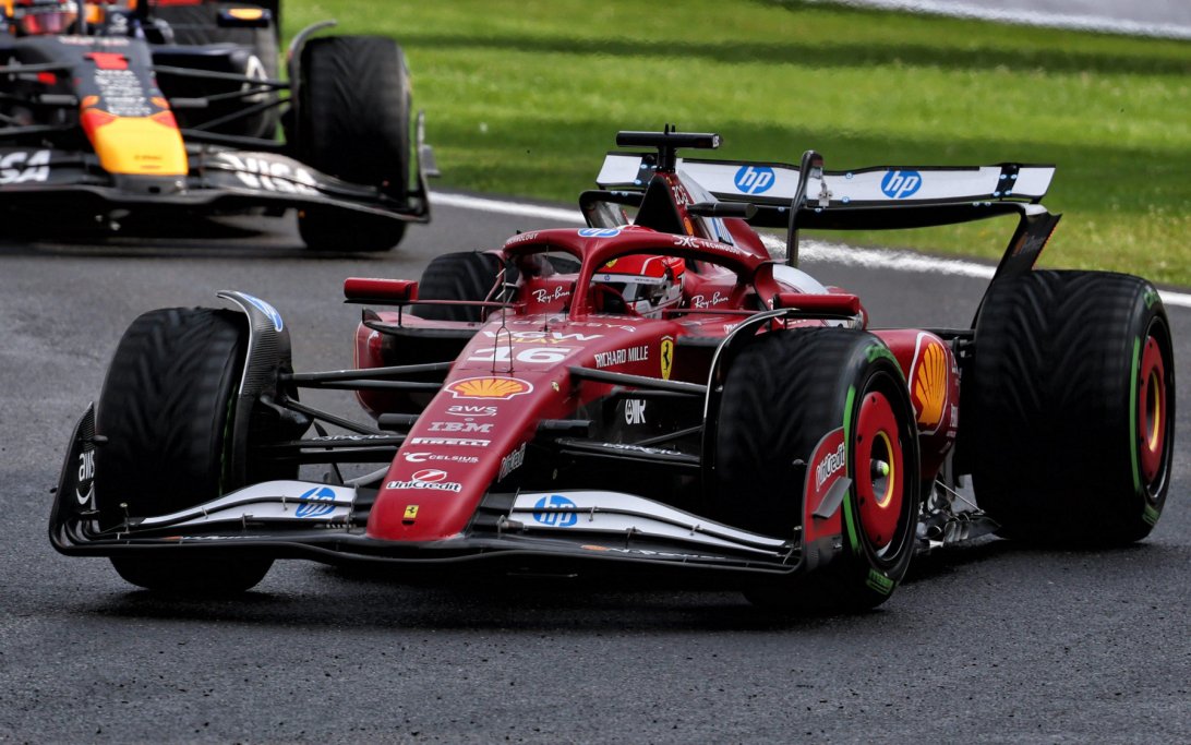 Leclerc race Belgium wet
