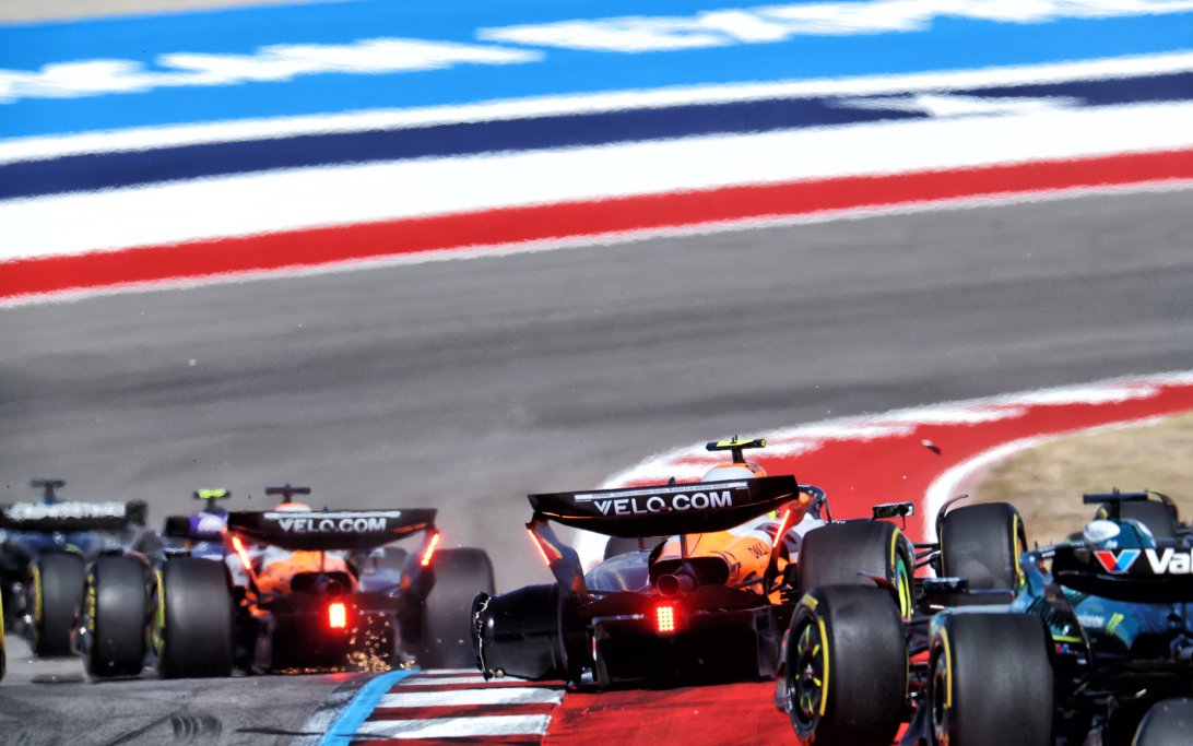 McLaren Teammates Collide Again, Stroll Penalized in USGP Sprint Chaos