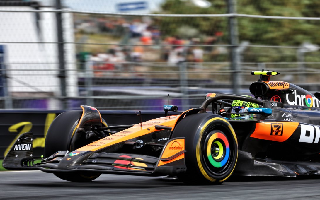 F1オランダGP：ノリスがFP1を制覇、ウェット路面のFP2が展開を左右か