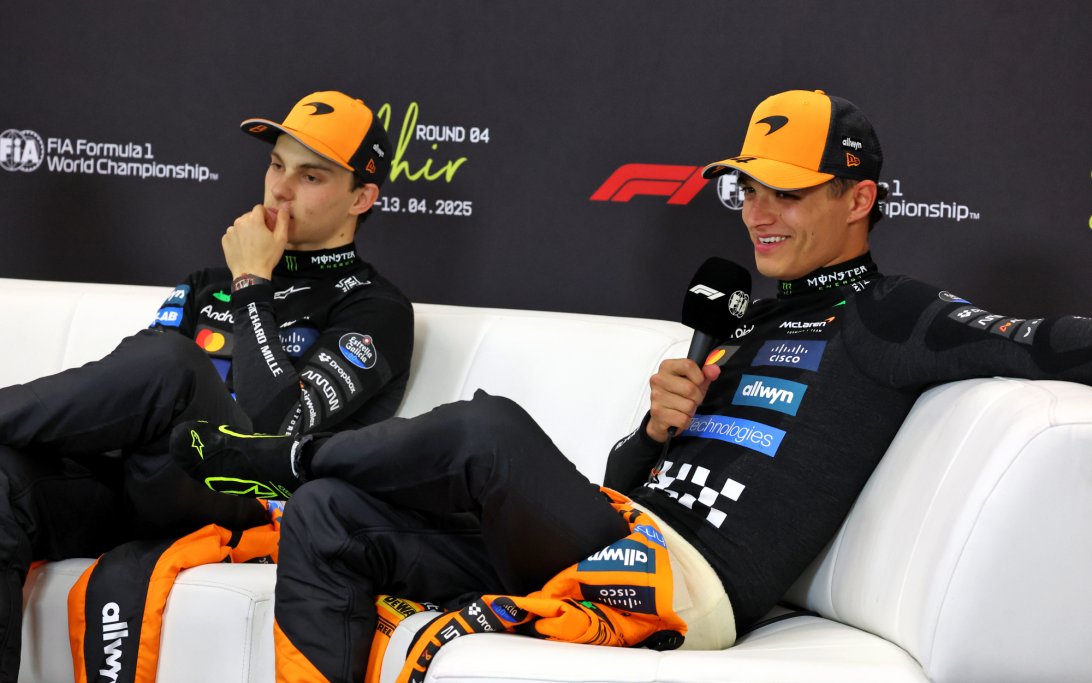 Piastri Norris Bahrain press