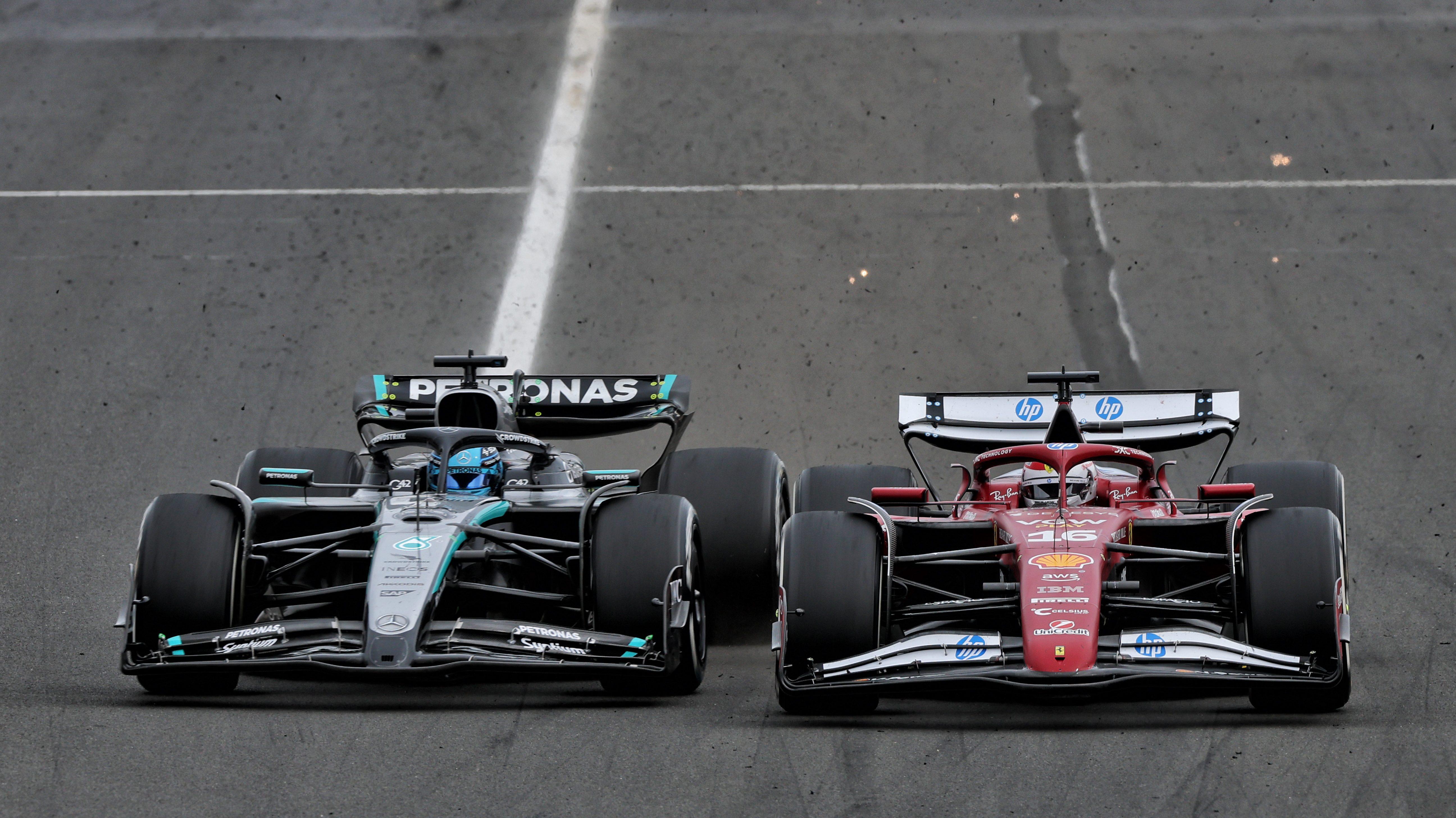 Russell Leclerc Hungary race