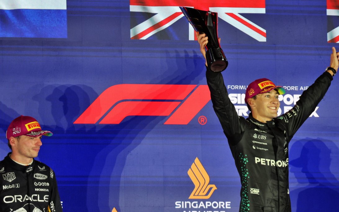 Russell Verstappen podium Sin