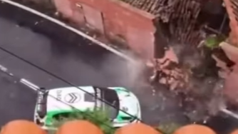 Building collapses after astonishing rally crash