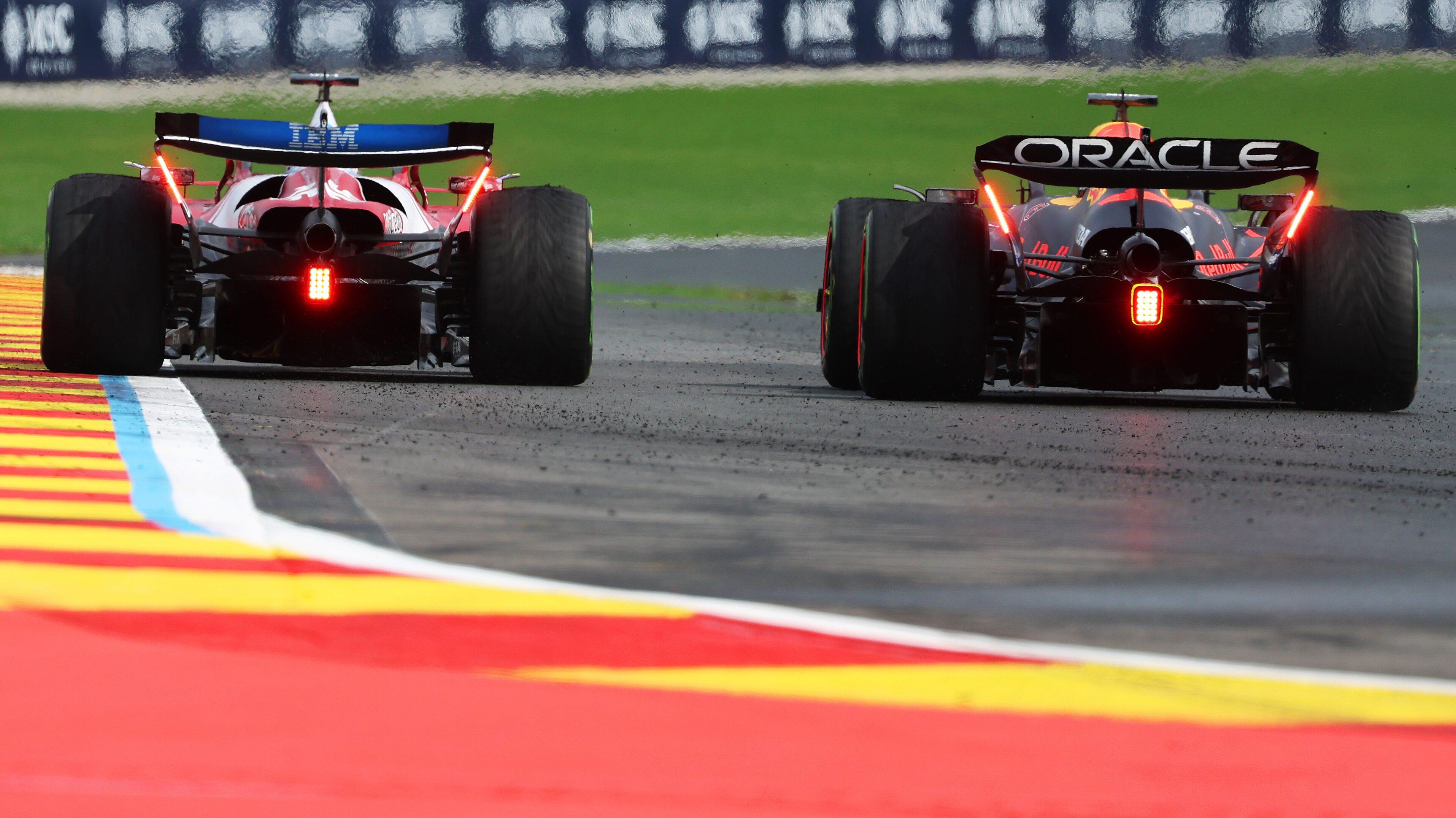 Verstappen Leclerc race Belgium wet