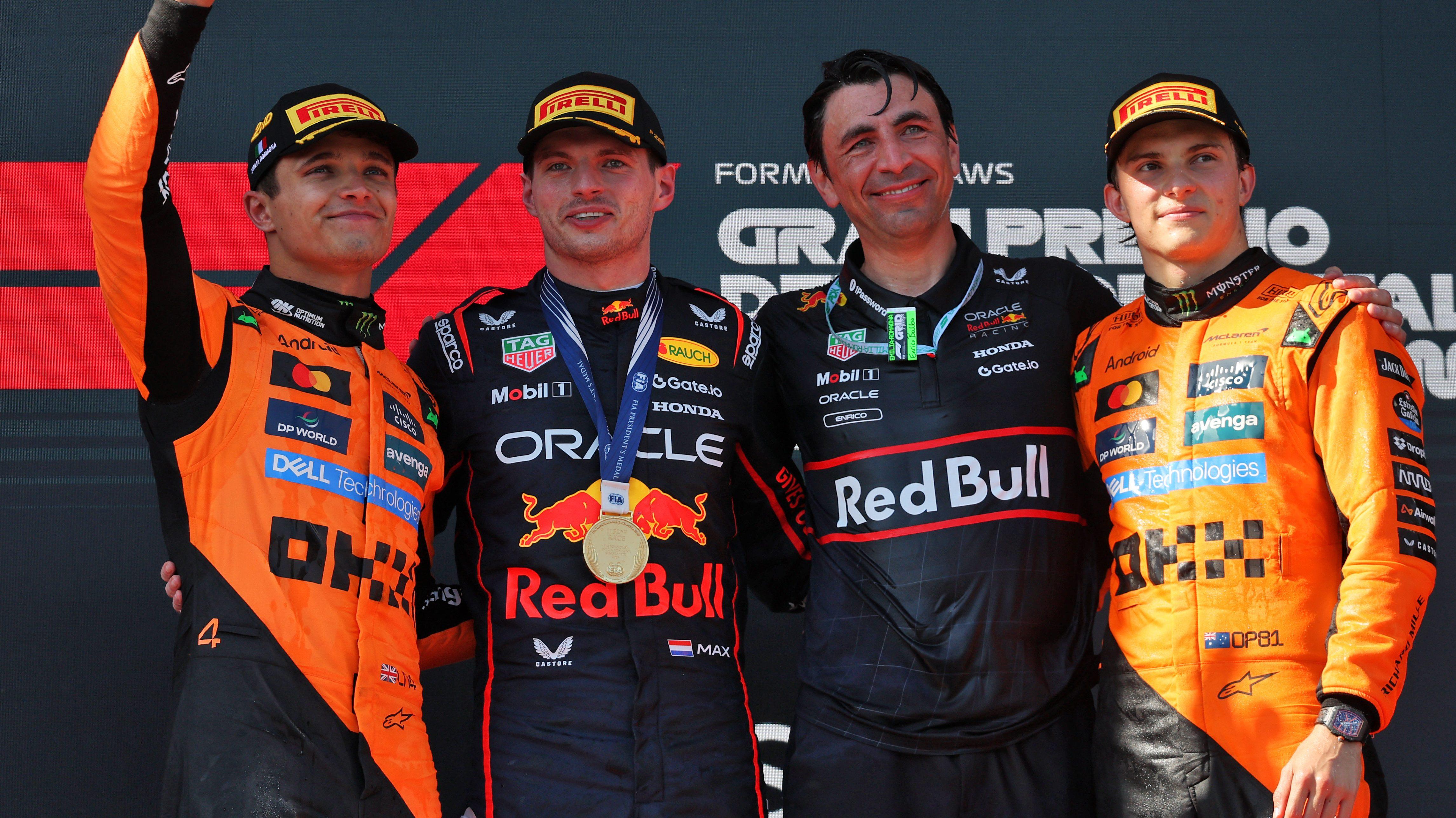 Verstappen Piastri Norris podium Imola