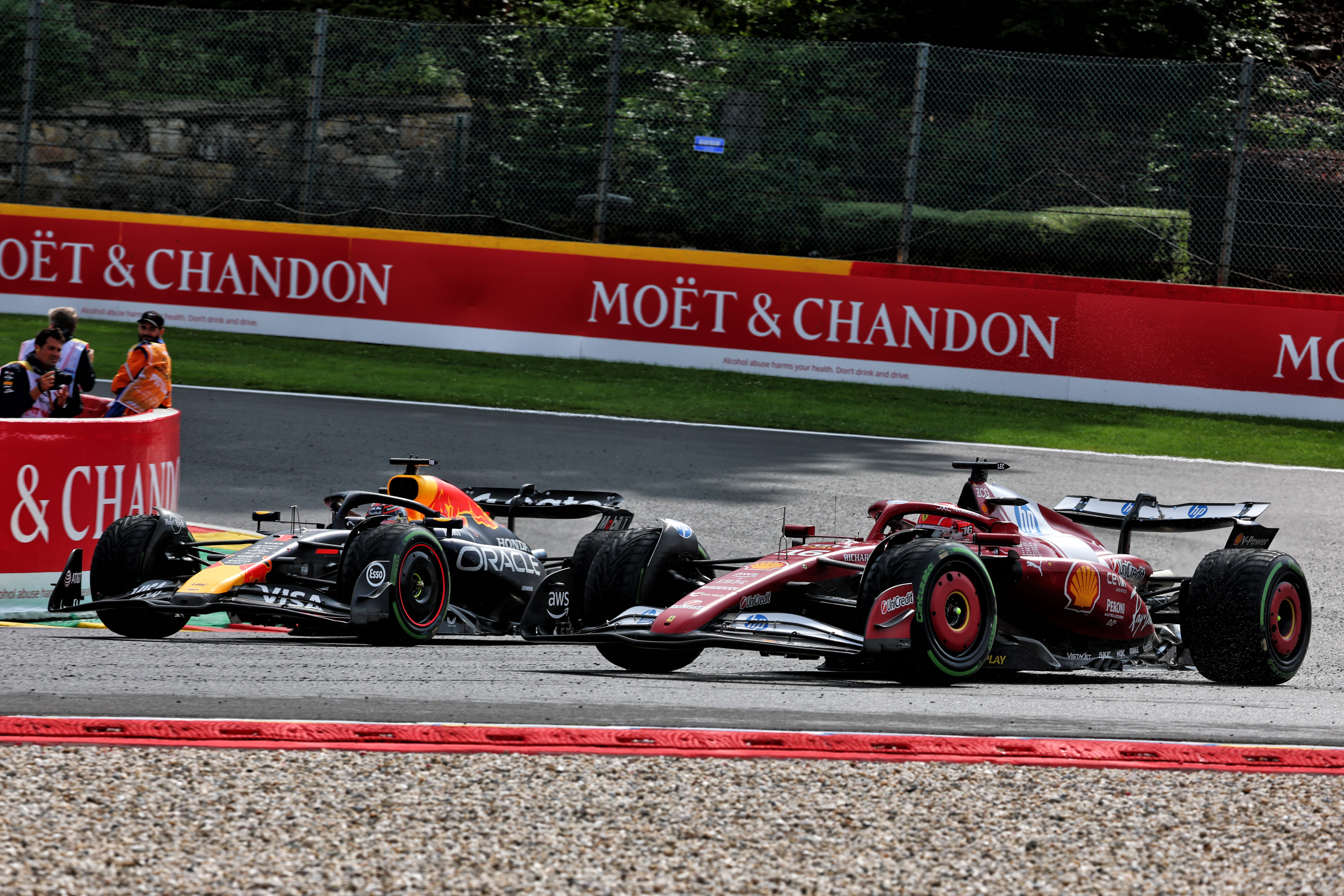 Verstappen Leclerc race Belgium wet