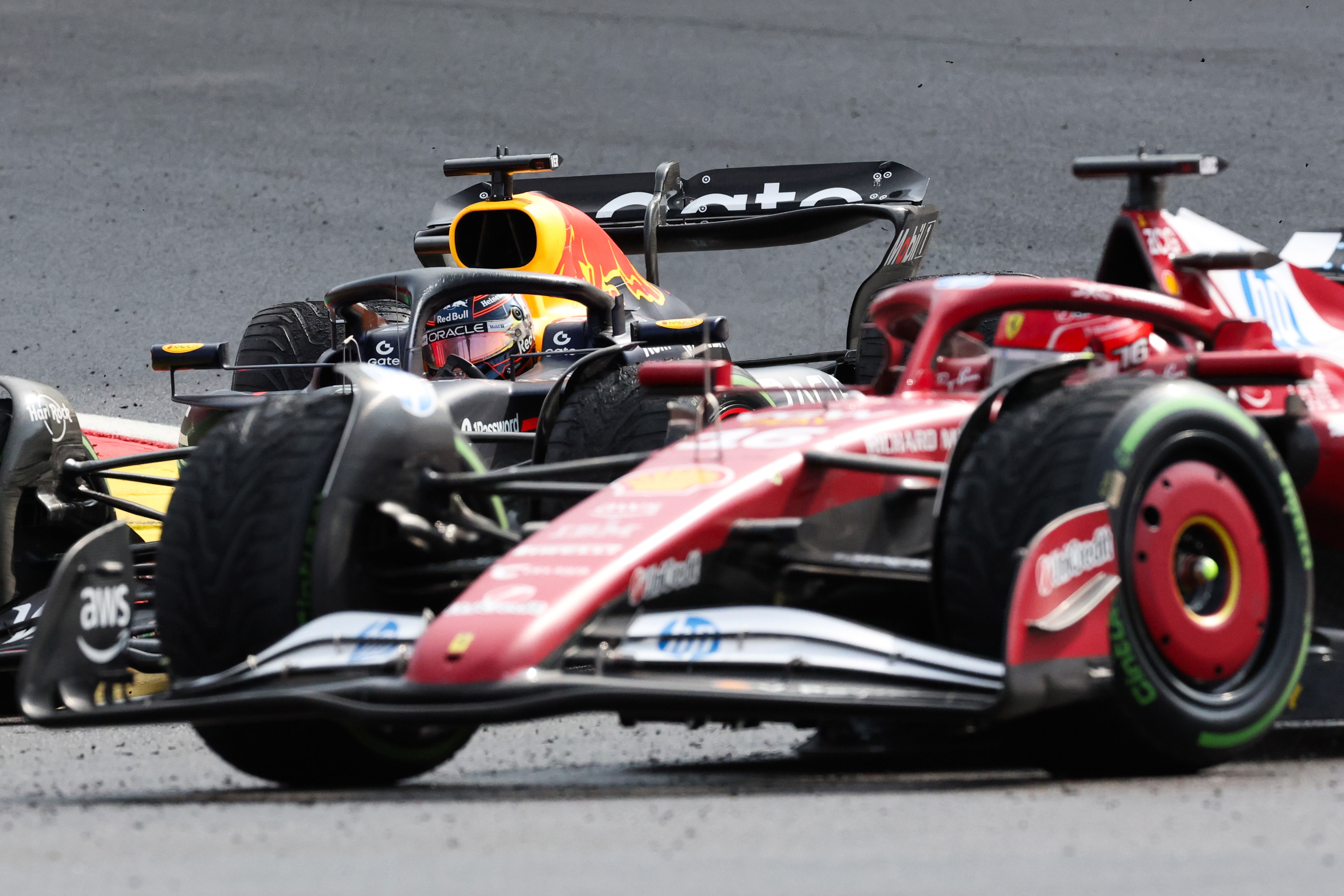 Verstappen Leclerc race Belgium wet