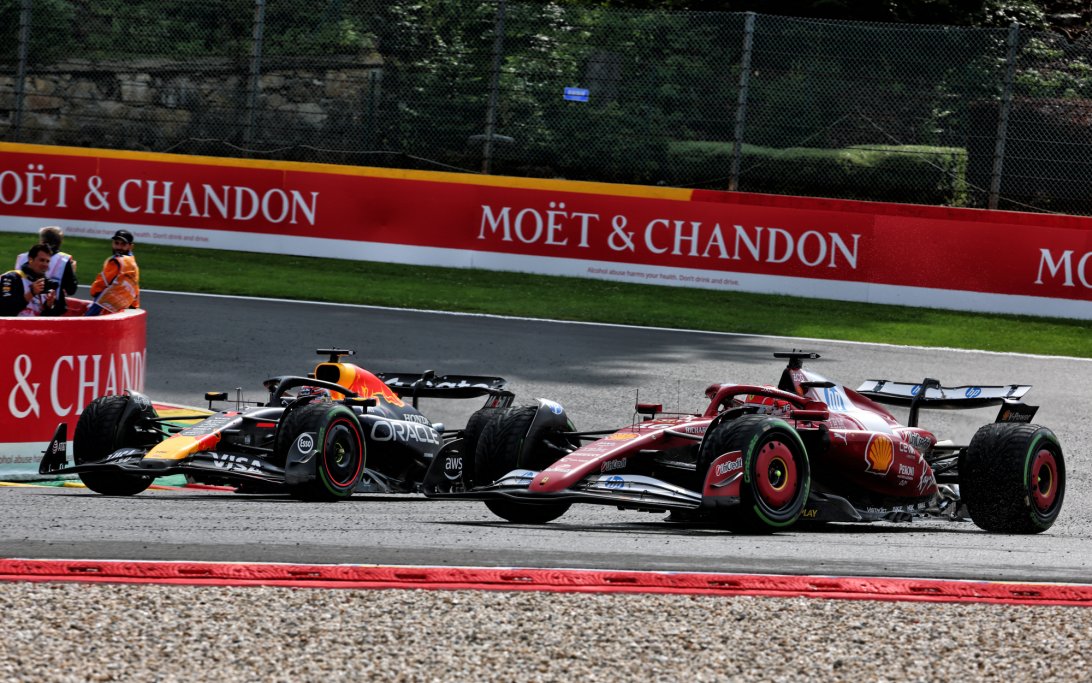 Verstappen Leclerc race Belgium wet
