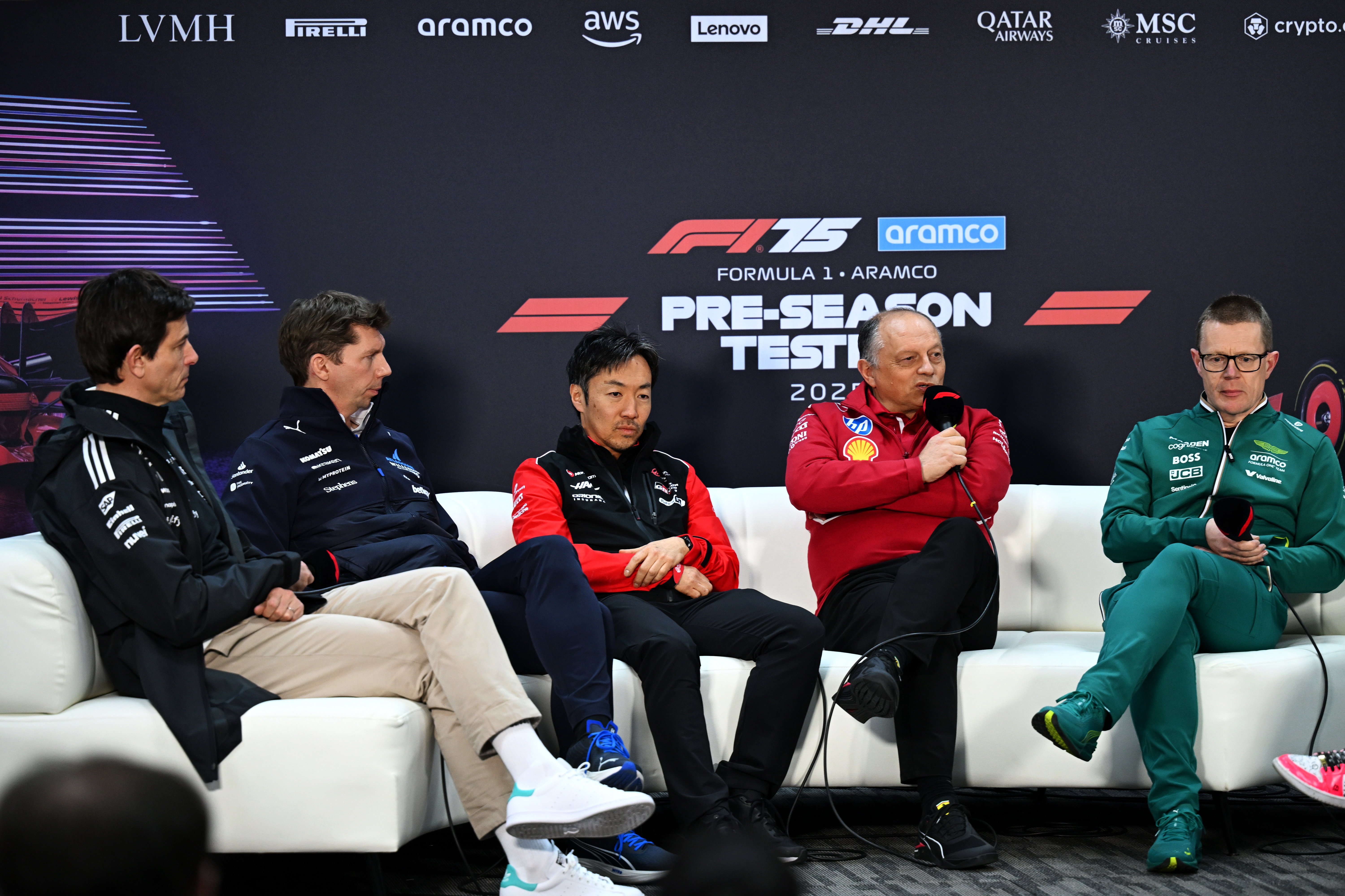 Wolff Vowles Komatsu Vasseur Cowell Bahrain testing