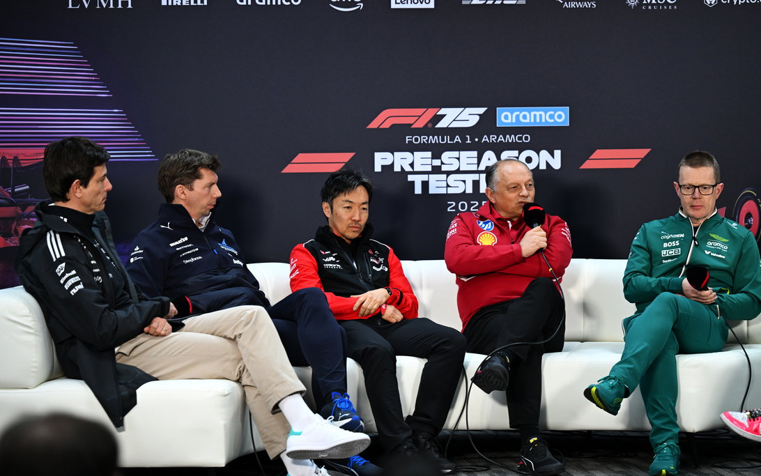 Wolff Vowles Komatsu Vasseur Cowell Bahrain testing