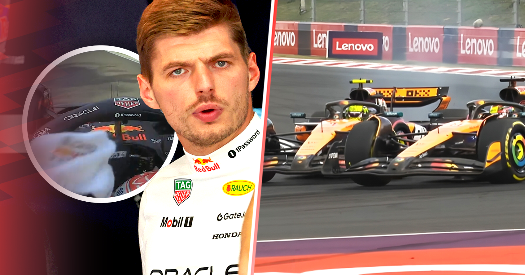 Verstappen encounters bizarre towel trouble after McLaren near-miss