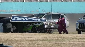 Absurd NASCAR incident as recovery vehicle rams crashed car
